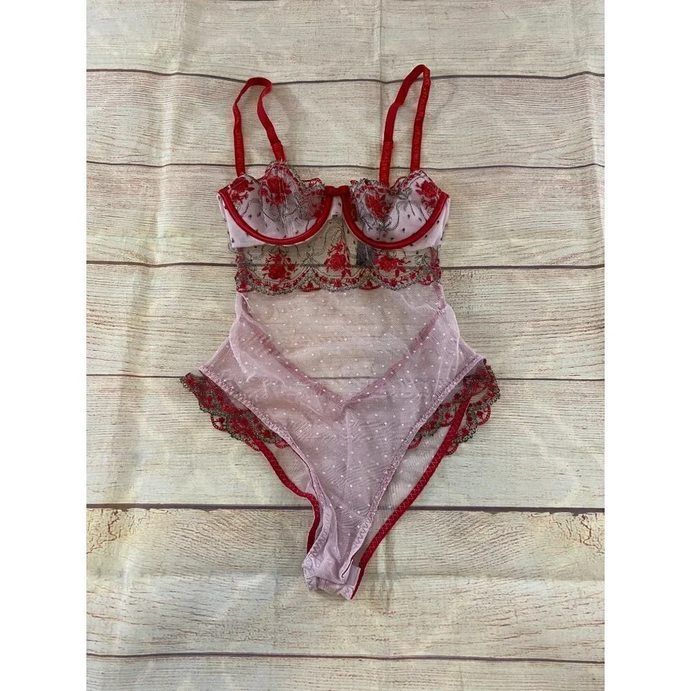 Victoria Secret Women's Rose Bud Dot Wicked Teddy Pink/Red - XS - Picture 6 of 16